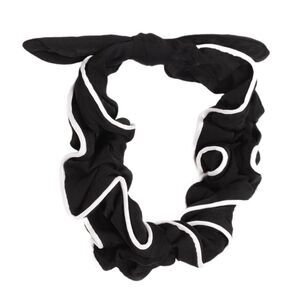 Fashion Wide Side Knot Bow Letter Headwrap Black